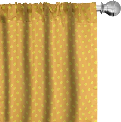 Produktbild von ABAKUHAUS Pop-Art Vorhänge, Gardinen, Vintages Retro 50er Jahre 60s Bild mit Polka-Punkt-Muster-Entwurfs-künstlerischem Druck, 2 Stück 75 x 175 cm, Marigold und Gelb