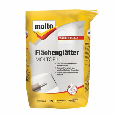 Produktbild von Molto Flächenglätter Moltofill, Weiß, Basis, 10 kg, Puder, Spachtel, Beton, Putz, Gipskarton