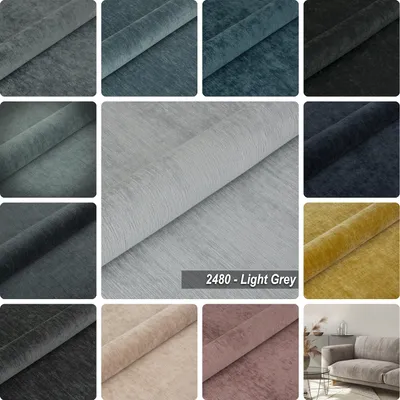 Produktbild von Möbelstoff Polsterstoff | ROSE LAND 2480 | Meterware Möbelstoff Velour Chenille-Stoff | Light Grey