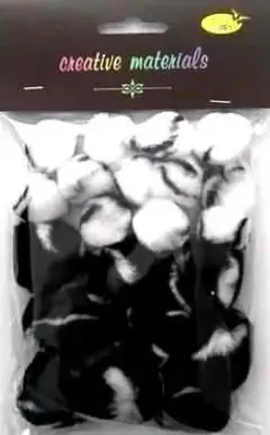 Image de Pompons bicolores blanc et noir, 25-40 mm, 21 pièces - Galeria Hobby