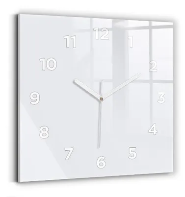 Obrázok produktu pre Wallfluent Hodiny - Sklenené Nástenné Hodiny - Tichý Quartz Strojček - Nástenná Dekorácia Spálňa Kuchyň - Biele Ruky - 30x30 cm - biely