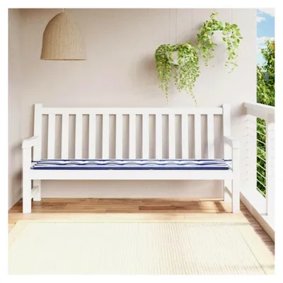 Produktbild von Gartenbankauflage Blau-Weiß Gestreift 200x50x3 cm