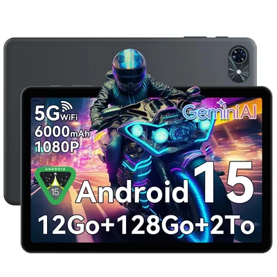 Image de Tablette TABWEE T80 10 pouces, Android 16, ROM 128 Go, HD 1280 x 800, batterie 6000 mAh, appareil photo 5 MP, WiFi 5G, Bluetooth, tablette Gemini AI