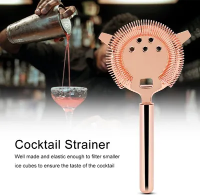 Obrázek produktu pro Stainless Steel Cocktail Strainer Shake Drinks Ice Mixed Filter for Bar Club Party (Rose Gold)