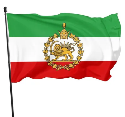 Produktbild von Iranische Flagge mit Löwe, Sonne und Krone, 90 x 150 cm, aus Polyester