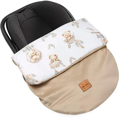 Produktbild von Boho Bears & Cappuccino Soft Velvet Fußsack für Autositz und Kinderwagen