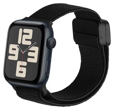 Produktbild von kwmobile Ersatzarmband kompatibel mit Apple Watch SE 40mm iWatch 9/8/7/6/5/4/3 40mm Armband - Nylonarmband mit Magnetverschluss - Schwarz