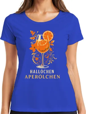 Produktbild von Hallöchen Aperölchen Aperol Spritz Sommerdrink Orange Cocktail Damen T-Shirt, Blau, M