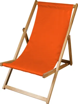 Produktbild von Liegestuhl Strandliege Sonnenliege Gartenliege Holz Geölter Liege Holzstrandliege 120kg Orange