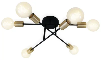 Produktbild von Deckenleuchte Deckenlampe drehbar 6xE27 60W schwarz-goldfarben Briloner