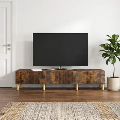 Zdjęcie produktu dla Szafka pod telewizor vidaXL, dąb wędzony, 147 x 34,5 x 30 cm, materiał drewnopochodny
