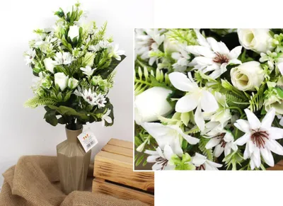 Zdjęcie produktu dla bukiet RÓŻA, RUMIANEK wys. 50 cm (główka 5,5-7 cm) BIAŁY WTJ-1544A