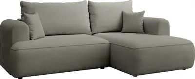 Produktbild von Selsey Ovo Mini - Eckschlafsofa rechtsseitig mit Stauraum, Easy-Clean-Chenille-Bezug, hellgrau