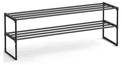 Produktbild von Metallischer Schuhregal, 2 Etagen, Schwarz / 2 Ebenen (30 x 116 x 34 cm)