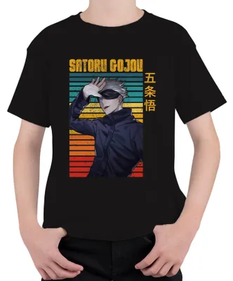 Produktbild von SATORU GOJOU Jujutsu Kaisen Augenbinde Anime Geschenk Retro Kinder T-Shirt, Schwarz, 140