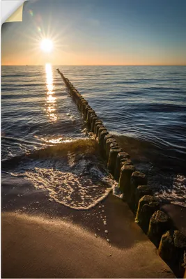 Produktbild von ARTland Wandbild, selbstklebend Buhnen und Sonnenuntergang Ostsee Größe: 80x120 cm