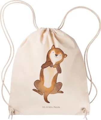 Produktbild von Mr. & Mrs. Panda Turnbeutel Hund Streicheln - Transparent - Geschenk, wander rucksack, Stoffbeutel, Baumwollbeutel, Jutebeutel, Hunde, Süß, gym tasche, Kraulen, Bauch