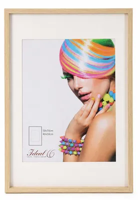 Produktbild von 3D Objektrahmen Bilderrahmen mit Passepartout & gehärtetem Glas Holz MDF Rahmen Foto Poster - Farbe: Natur | Format: 50x70