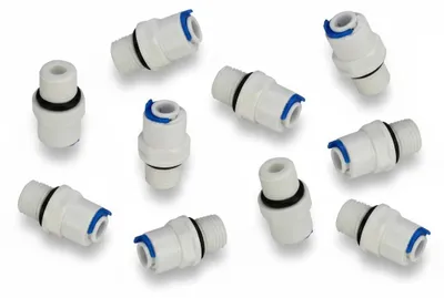 Produktbild von 10x Fitting 1/4' Steckanschluss Steckverbinder selbstdichtend 1/4' Schlauch x 1/4' AG inkl. Sicherungsringe für Umkehrosmose und Kühlschrank