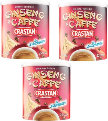 Produktbild von 3x Crastan Ginseng und Kaffee Instant Kaffee Bohnenkaffee 200 gr 25x Tassen