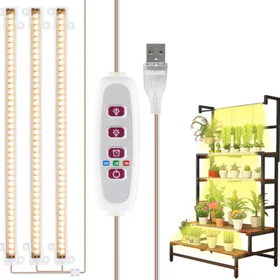 Immagine prodotto di 30CM 126 LED per piante da interno Luce solare a LED per piante da coltivazione con timer e 5 livelli di luminosità 300LM Striscia luminosa USB per piante da coltivazione