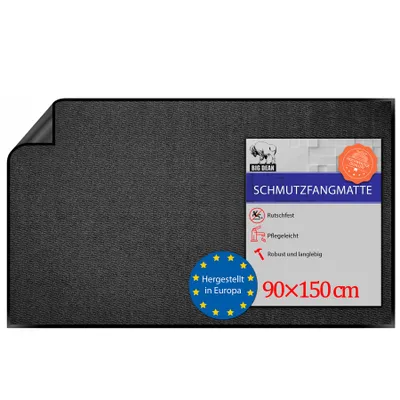Produktbild von BigDean Schmutzfangmatte 90x150 cm Anthrazit – rutschfeste Fußmatte  Europe