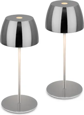 Produktbild von Briloner Serina Mini LED Tischlampe kabellos IP44, Dimmbar, Touch, Spritzwasserschutz, akku, chrom, Ø8 x 20 cm
