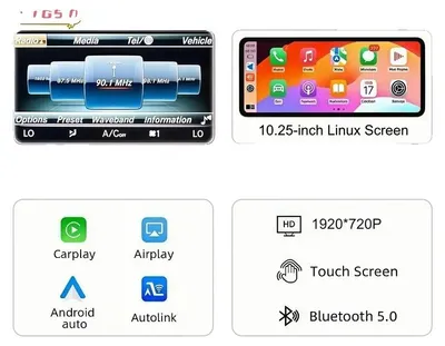 Zdjęcie produktu dla Multimedialny ekran dotykowy, Android Auto, kompatybilność z CarPlay, 10,25 A klasa NTG5.0