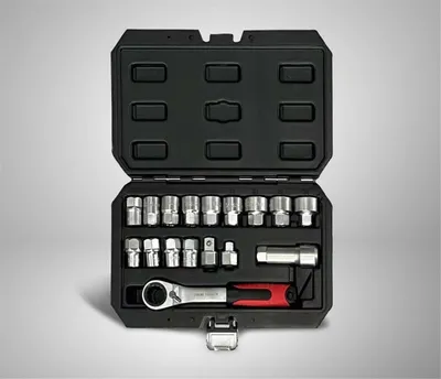 Produktbild von 17 tlg. 3/8“ Ratsche Knarre Vielzahn Steckschlüssel Satz Set