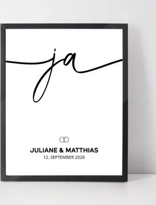 Produktbild von Hochzeitsposter Personalisiert Hochzeitsgeschenk | Hochzeitstag mit Brautpaar Namen | Hochzeit Poster – A3 (29.7x42cm) / ohne Bilderrahmen