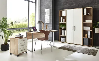 Produktbild von BMG Möbel Büromöbel-Set, Office Edition Mini Set 3, Eiche Sonoma / weiß matt
