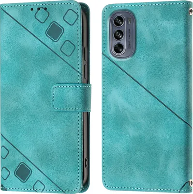Produktbild von Hülle für Motorola Moto G62 5G Prägung Flip Leder Brieftasche Schutzhülle mit Ständer Grün