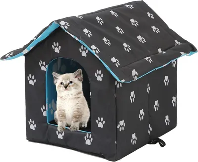 Produktbild von Katzenhaus Für Draußen Winterfest Wasserdicht Wetterfester Katzenhöhle Haustierhaus, Weich Warm Haustierhaus Outdoor Hundehöhle Mit Abnehmbarem Kissen Für Hund Katze-M