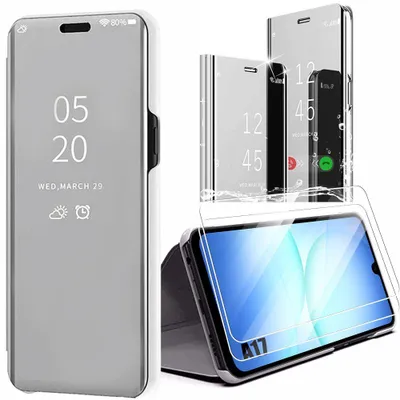 Image de Coque + 2 Verres Trempés pour Samsung Galaxy A17 5G/4G, Protection Effet Miroir Anti-Rayures - Argenté