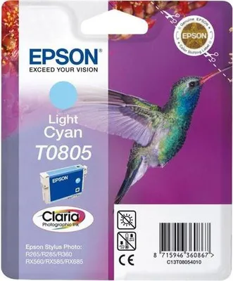 Produktbild von Epson Hummingbird Singlepack Light Cyan T0805 Claria Photographic Ink, Helle Cyan, Tinte auf Pigmentbasis, 1 Stück(e)
