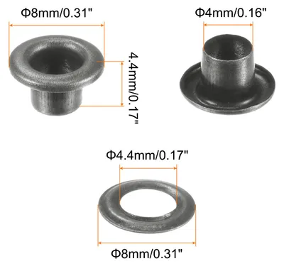 Produktbild von 300 Set ?sen-Set, Metall?sen 4 mm / 1/6 Zoll Loch, winzige ?sen mit Unterlegscheiben fš¹r Schuhe, Kleidung, Gš¹rtel, Anh?nger, Tasche, Stoff, Leder, DIY-Projekt (Dunkelgrau)