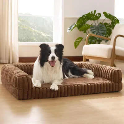 Produktbild von Orthopädisches Hundebett für große Hunde 89x64x18cm Kamelbraun