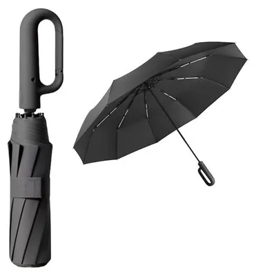 Produktbild von Automatischer Faltregenschirm Schwarz - Wasserdicht & Sonnenschutz UPF50+ - Windfest mit 60 Knochen - kompakter Reiseschirm - Zwei Personen
