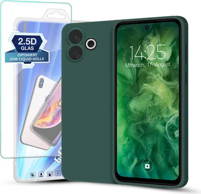 Produktbild von Hülle für Xiaomi Redmi 13 mit 9H Displayglas Displayschutz Plus Case Cover Bumper Silikon Softgrip Schutzhülle Farbe: Grün