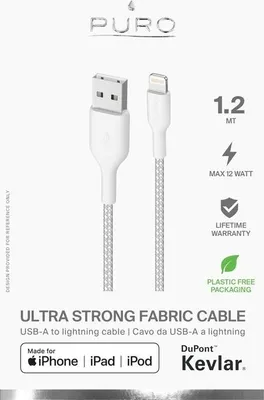 Zdjęcie produktu dla Kabel Przewód USB Puro Fabric Ultra Strong USB-A do Lightning MFi 1,2m