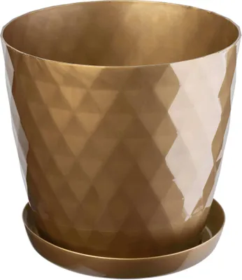 Image de KADAX Pot de fleurs en plastique "Amily", pot avec soucoupe. Pot à plantes, 16 cm, or, 1 pièce
