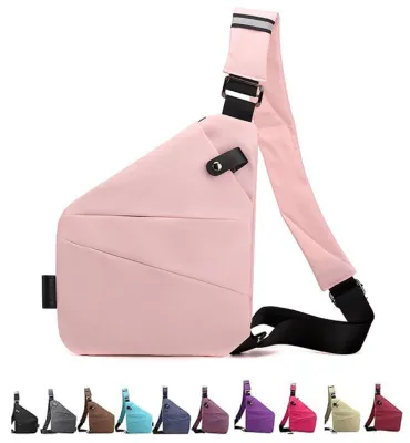 Produktbild von Brusttasche - Diebstahlsicher - 32x23x1cm - Leicht und geräumig - Schultertasche für die rechte Schulter – für Herren zum Wandern -Hellrosa