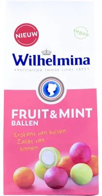 Obrázok produktu pre Wilhelmina Fruit & Mint Ballen 200 g – ovocné, svieže mätové sladkosti, praktické na cesty