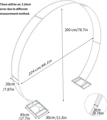 Produktbild von Runder Hochzeitsbogen aus Metall - Doppelschiene - Hintergrundständer für Blumen - Gartenbogen - Zerlegbarer Rahmen - Doppelschiene 2,2 m