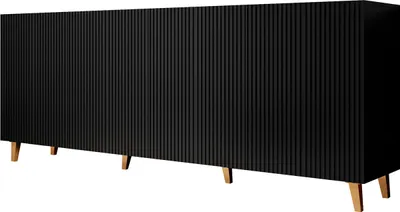Produktbild von MIRJAN24 Kommode Pafos 200, Stilvoll Highboard mit 4 Türen, Modern Wohnzimmer Sideboard (Farbe: Schwarz / Gold Füße)