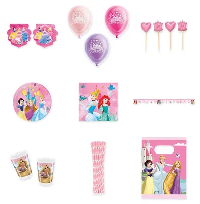 Produktbild von Rapunzel XL Partyset zum Kindergeburtstag Disney Princess Party Deko 56 tlg.