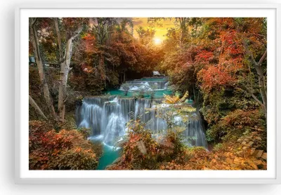 Produktbild von Gerahmtes Poster - Weißer Rahmen - Park Wasserfall Wasser - 91,5x61 cm - Wand Bild - Wanddeko - Wandbilder - Kunstposter - Wandposter - Bilderrahmen - Bilder - Kunstdruck - Wandbild - P2WAA91x61-3995