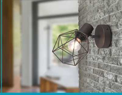 Produktbild von Wandstrahler innen Retro Wandleuchte Industrial Drahtlampe Vintage Gitterlampe