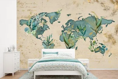 Produktbild von Weltkarten-Wandtapete - Papyrus-Vintage-Design - 525 cm breit x 350 cm hoch