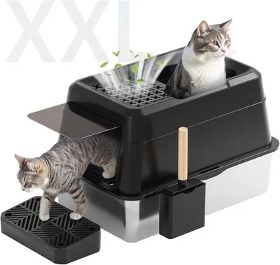 Obrázok produktu pre Nerezová mačacie toaleta XXL s objemom 26 l, čierna